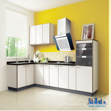 Mosaico de respaldo de alto brillo blanco gabinetes de cocina